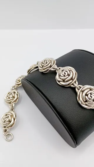 Pulsera Plata Flores