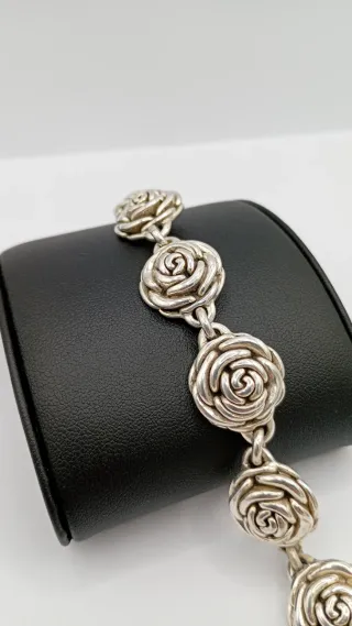 Pulsera Plata Flores