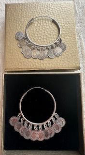 Pendientes aro plata con monedas