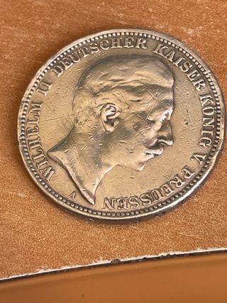 Moneda Plata 3 Marcos 1908 Kaiser Wilhelm