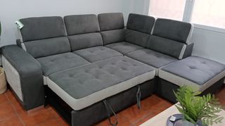 Sofá Cama Rinconera + Puff Arcón