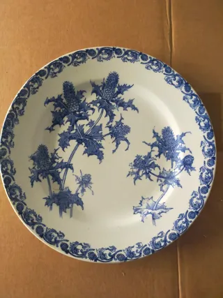 Piatto antico porcellana decoro blu