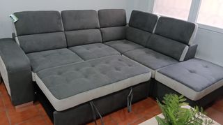 Sofá Cama Rinconera + Puff Arcón