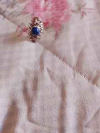 Anillo Plata Grande Piedra Azul