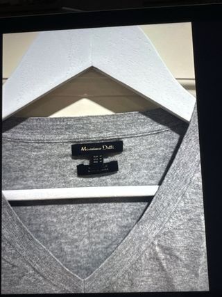 Jersey Massimo Dutti gris cuello pico mujer