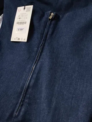 Vestido Zara Midi Denim Azul Oscuro Talla S