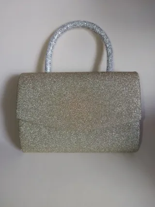 Pochette dorata con manico gioiello borsetta festa