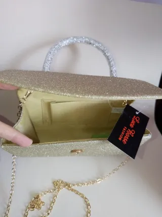 Pochette dorata con manico gioiello borsetta festa