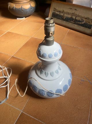 Lámpara Lladró Cerámica Azul y Blanca