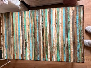 Mesa auxiliar salón madera y metal