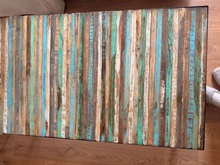 Mesa auxiliar salón madera y metal