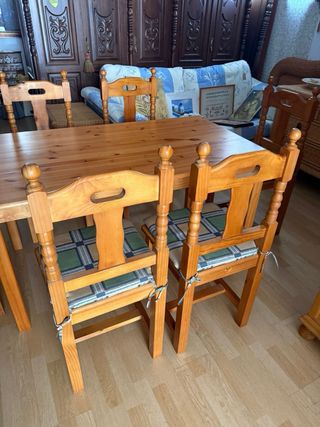 Mesa comedor madera provenzal 6 sillas