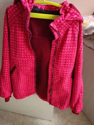 Chaqueta nieve niña rosa lunares