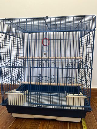 Jaula azul para ninfa o cotorra