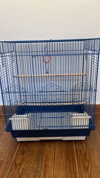 Jaula azul para ninfa o cotorra