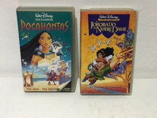 2 Cintas VHS Disney: Pocahontas y Jorobado