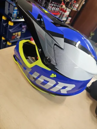 Casco Motocross Azul y Amarillo