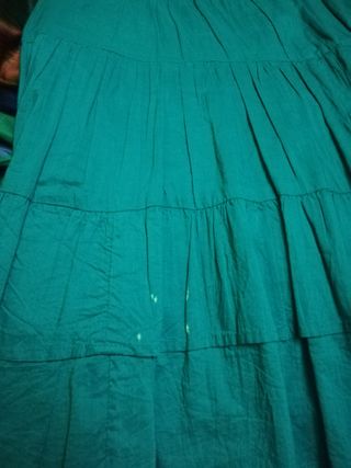 Falda larga volantes azul turquesa