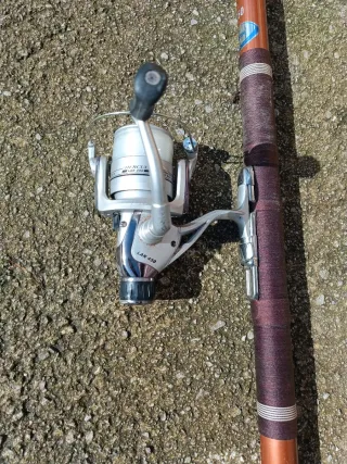 Caña de pescar con carrete