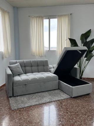 Sofá Cama Gris Chaise Longue - CHOLLO!