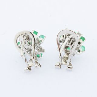 Pendientes Oro Blanco Brillantes y Esmeraldas