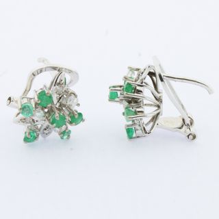 Pendientes Oro Blanco Brillantes y Esmeraldas