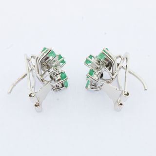 Pendientes Oro Blanco Brillantes y Esmeraldas