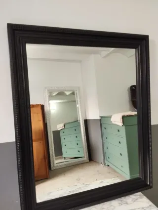 Espejo Marco Antiguo Holandés Negro