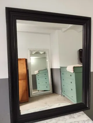 Espejo Marco Antiguo Holandés Negro