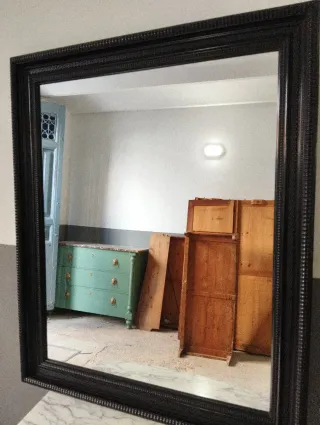 Espejo Marco Antiguo Holandés Negro