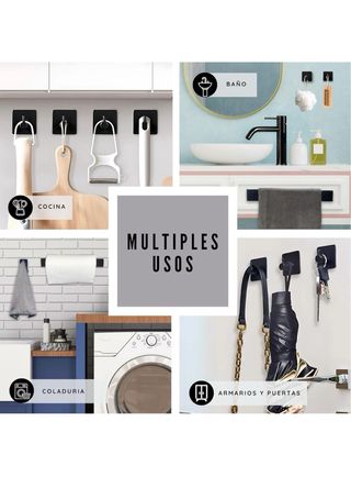 Toallero baño negro sin taladro