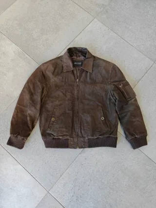 Chaqueta Bomber Piel Marrón Talla L