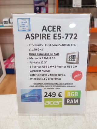 Acer Aspire E5-772 Blanco 480GB SSD 8GB RAM