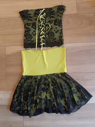 Completo pizzo nero e verde