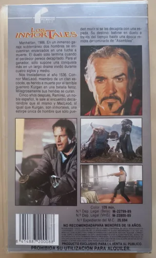 VHS Los Inmortales (Highlander)