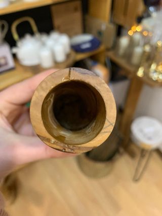 Candelabros artesanales de madera de olivo