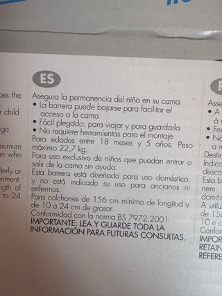 Barrera Cama Niños Plegable