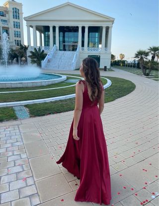 Vestido largo fiesta granate