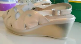 Zapatos de cuña Pitillos beige/plata