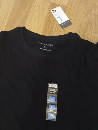 Camiseta Negra Manga Corta Primark talla L y XL