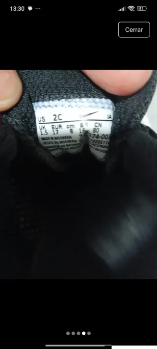 Zapatillas Nike Negras Niños N 17