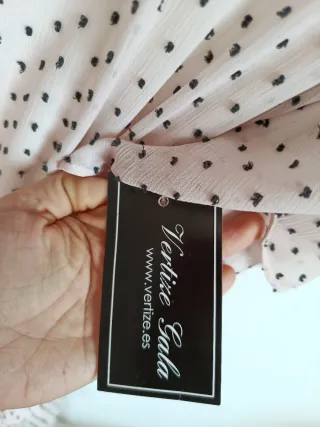 Vestido fiesta beige lunares sin estrenar