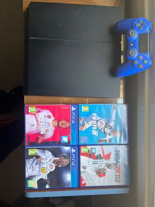 Consola PS4 Negra + Mando Azul + Juegos