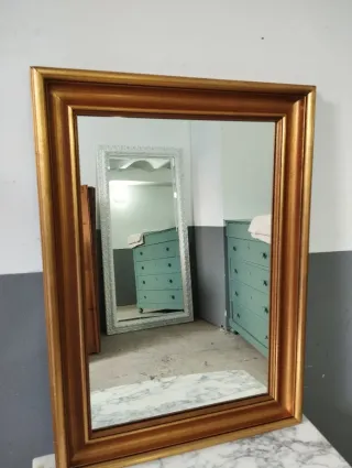 Espejo dorado antiguo marco madera