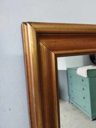 Espejo dorado antiguo marco madera
