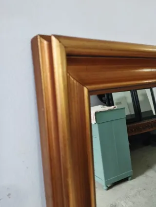 Espejo dorado antiguo marco madera