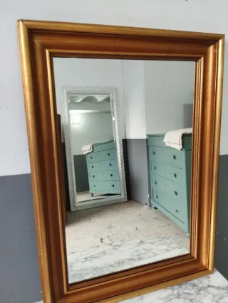 Espejo dorado antiguo marco madera