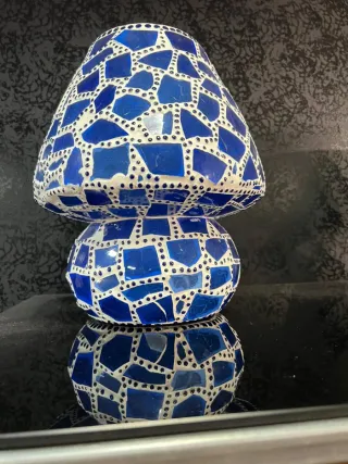 Lampada mosaico blu e bianco