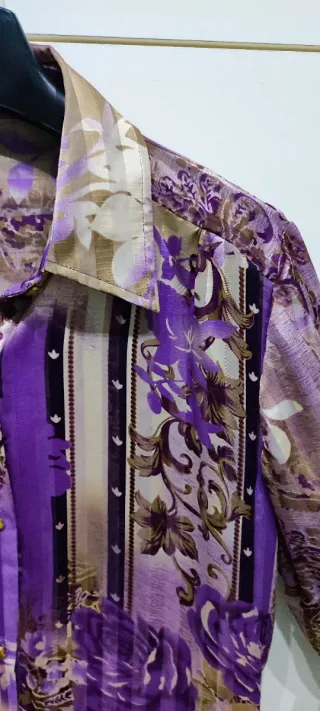 Camicia donna lunga fantasia viola M