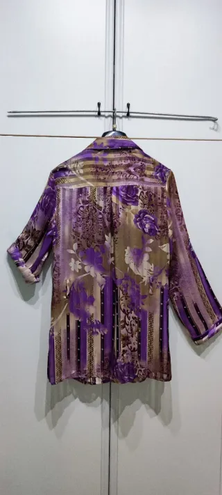 Camicia donna lunga fantasia viola M
